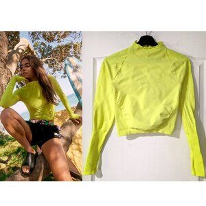 NEW Free People | Good Karma High-Neck Layer In Fluorescent Yellow